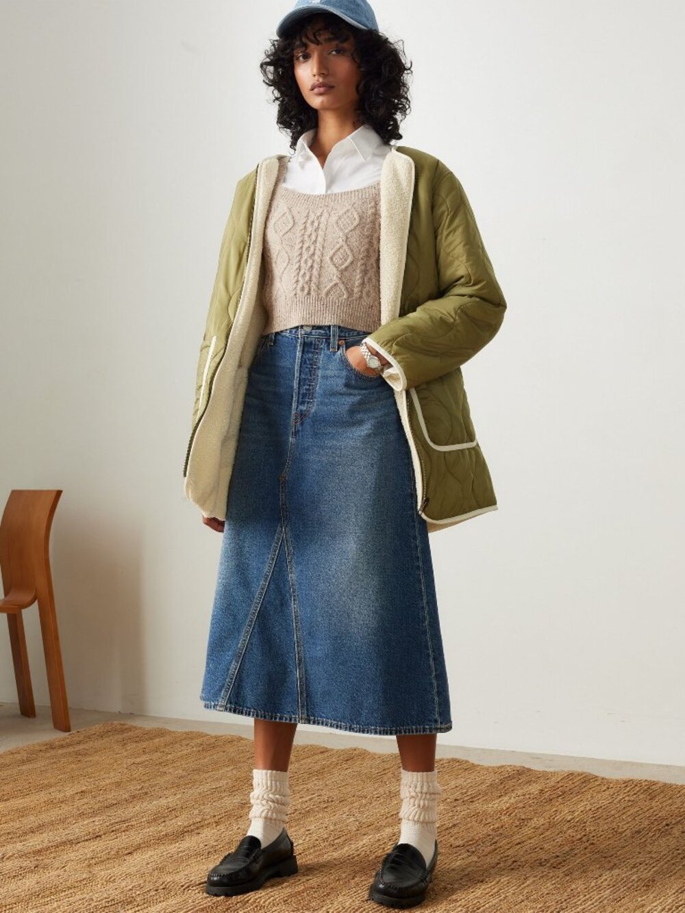 nwt LEVI'S PREMIUM High Rise A-line Denim Skirt (29)